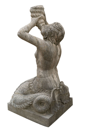 Biscottini Vecchia statua in pietra raffigurante un uomo inginocchiato Molto solida robusta