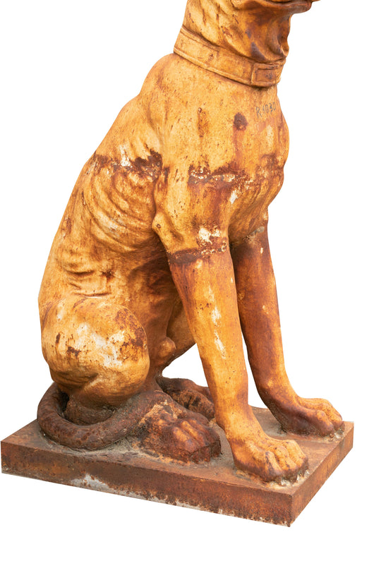 Biscottini Vecchia statua raffigurante un cane seduto in fusione di ghisa Molto solida