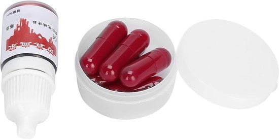Capsule di Sostituto del Sangue - Prop per Trucco - Cosplay - Attrezzo per Film - Utilizzo Sicuro - Colore Intenso Rosso - Sostituto del Sangue
