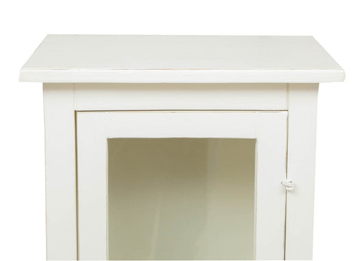 Biscottini Vetrinetta Country in legno massello di tiglio finitura bianco anticato.Made in Italy