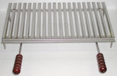 BISTECCHIERA GRATICOLA GERIGLIA INOX RACCOGLISUGO CON PIEDI APPOGGIO CM.80X36