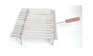 BISTECCHIERA GRATICOLA GRIGLIA INOX RACCOGLISUGO CON PIEDI APPOGGIO CM.40X36