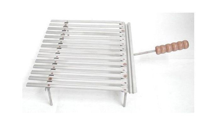 BISTECCHIERA GRATICOLA GRIGLIA INOX RACCOGLISUGO CON PIEDI APPOGGIO CM.40X36