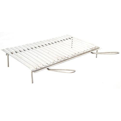 BISTECCHIERA GRATICOLA GRIGLIA INOX RACCOGLISUGO CON PIEDI APPOGGIO CM.60X36