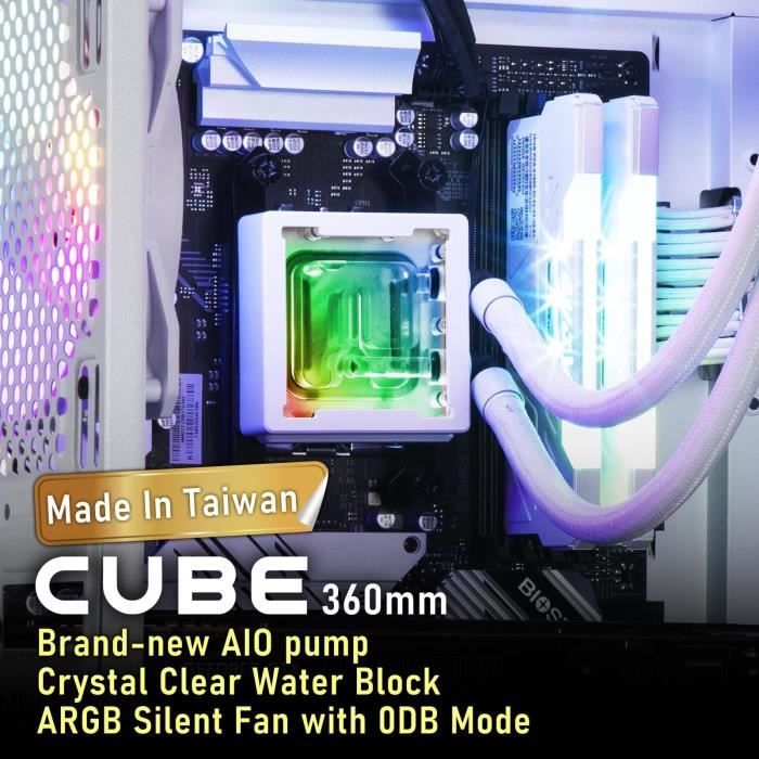 BITFENIX Cube AIO 360 (Bianco) - Raffreddamento ad acqua AIO - 3x120mm
