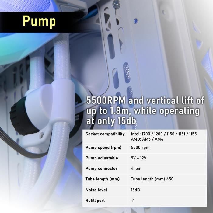 BITFENIX Cube AIO 360 (Bianco) - Raffreddamento ad acqua AIO - 3x120mm