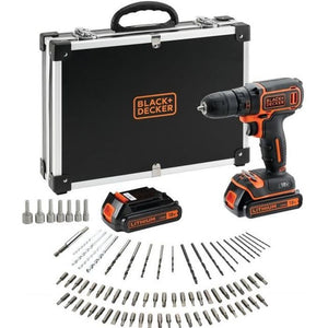 BLACK & DECKER BDCDC18BAFC - Trapano avvitatore - Batteria Li Ion 2x18 V + 80 accessori - Arancione