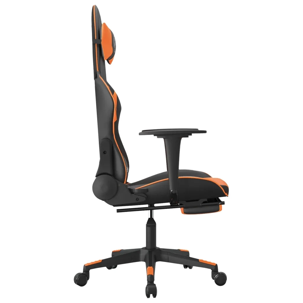 Sedia Gaming | Sedia da e-sports Massaggio Poggiapiedi Nero e Arancione Similpelle