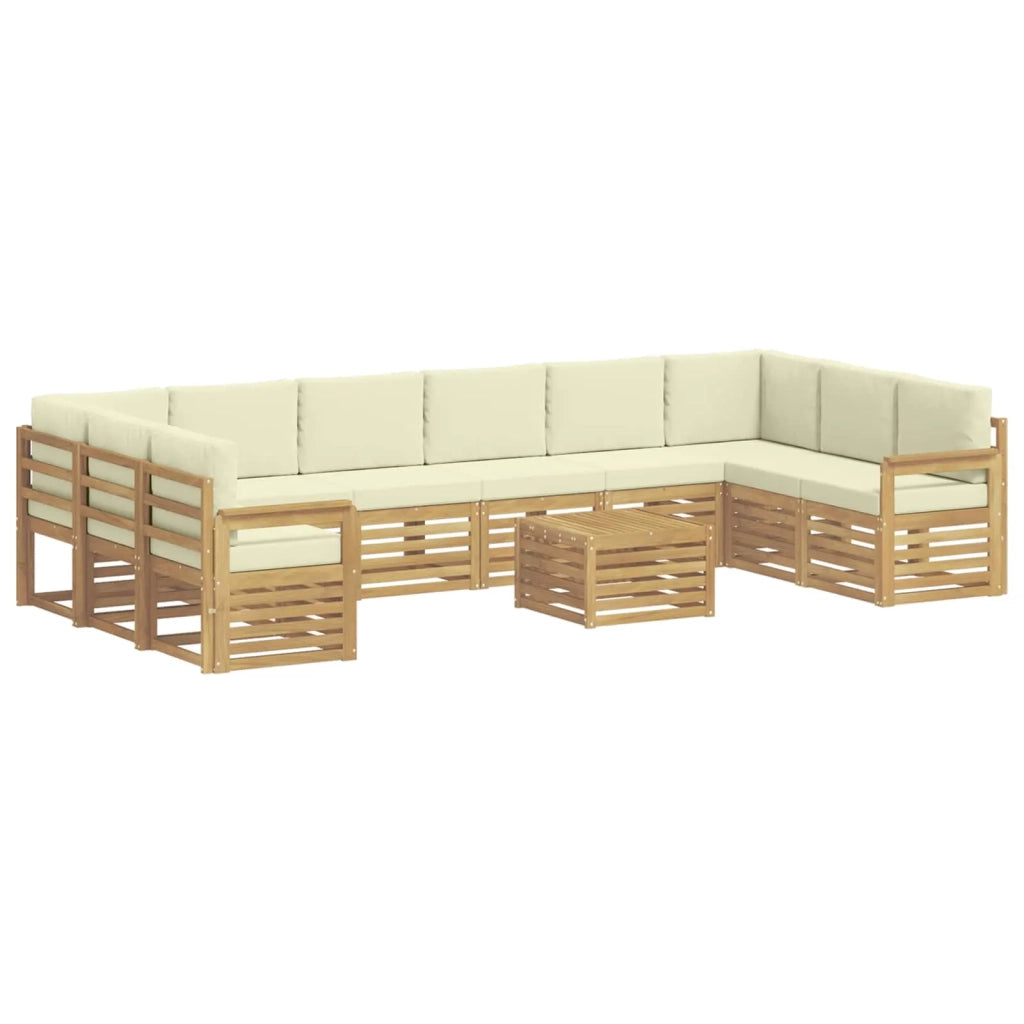 Set di divani da esterno 8 pcs Bianco e Crema 59 x 59 x 37 cm