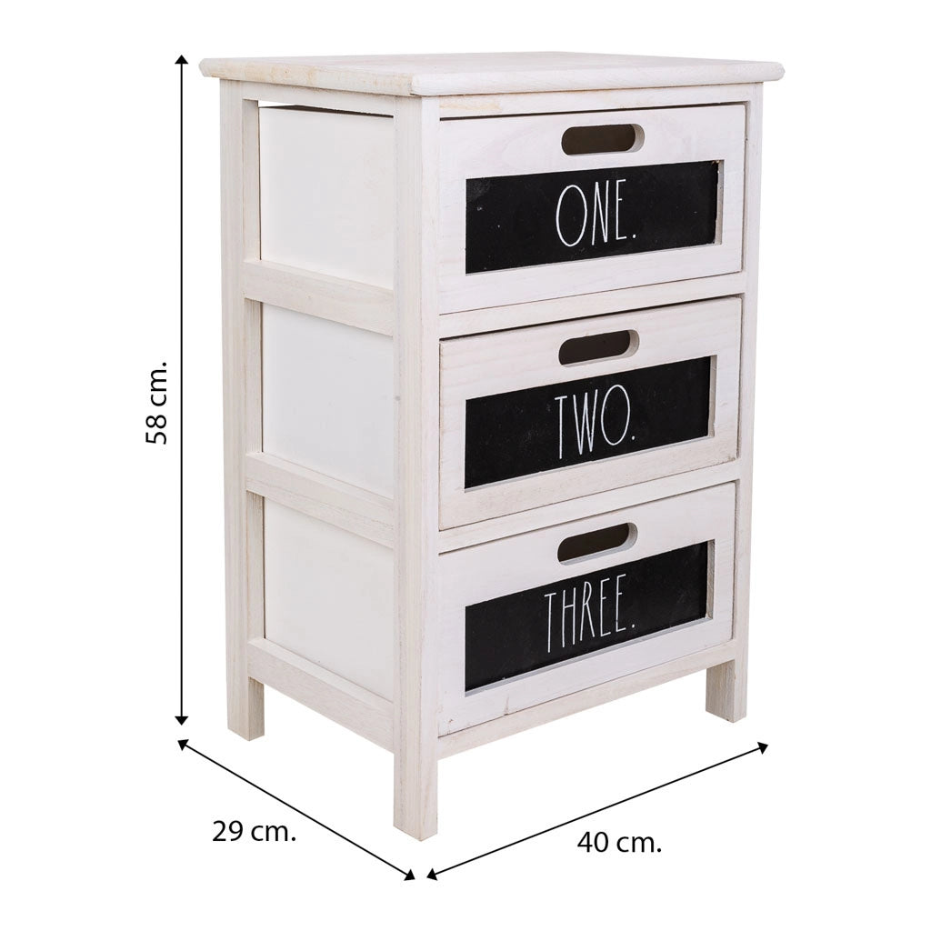 Cassettiera in legno bianco 40x29x58h