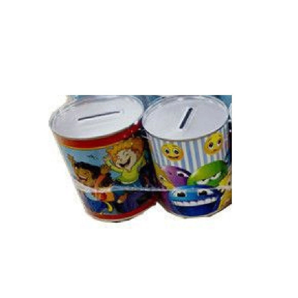 Trade Shop - Set 24 Pezzi Mini Salvadanai In Latta Porta Monete Banconote Soldi 9x11cm 500039 -