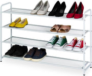 Sistema di conservazione per 16 paia - sottile - 4 livelli - mobile per ingresso - bianco - 65 x 100 x 255 cm