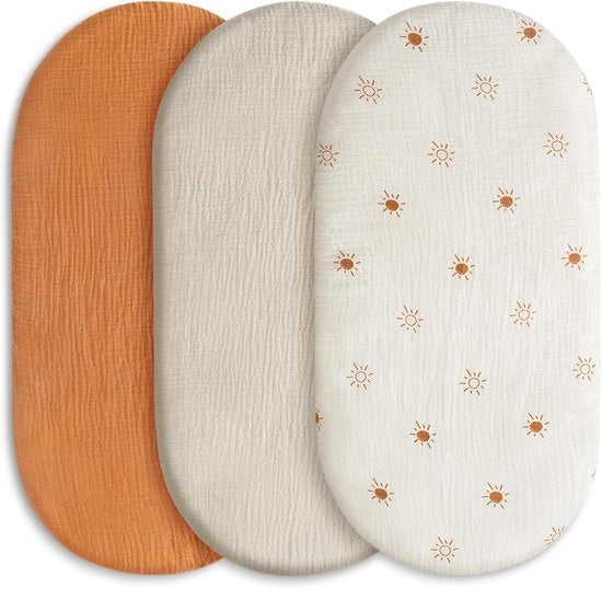 Set di 3 Copertine per Carrello e Seggiolino - 100% Cotone Mousseline - 83x43x10 cm