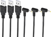 Cavo di alimentazione jackstekker USB a DC 25 x 07 mm - 3 pezzi - Nero - Cavo di ricarica per ventilatore e altoparlante