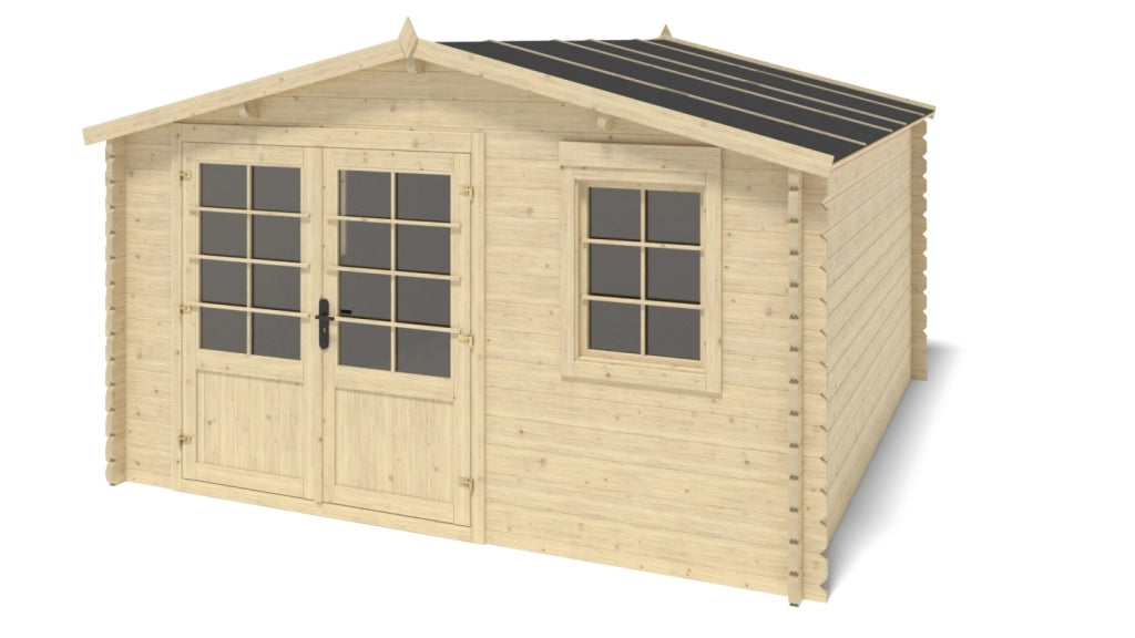 Casetta da giardino in legno - 15.21m2 - 3.9x3.9m - 40mm - colore: naturale - DOM658 - ALTANKA