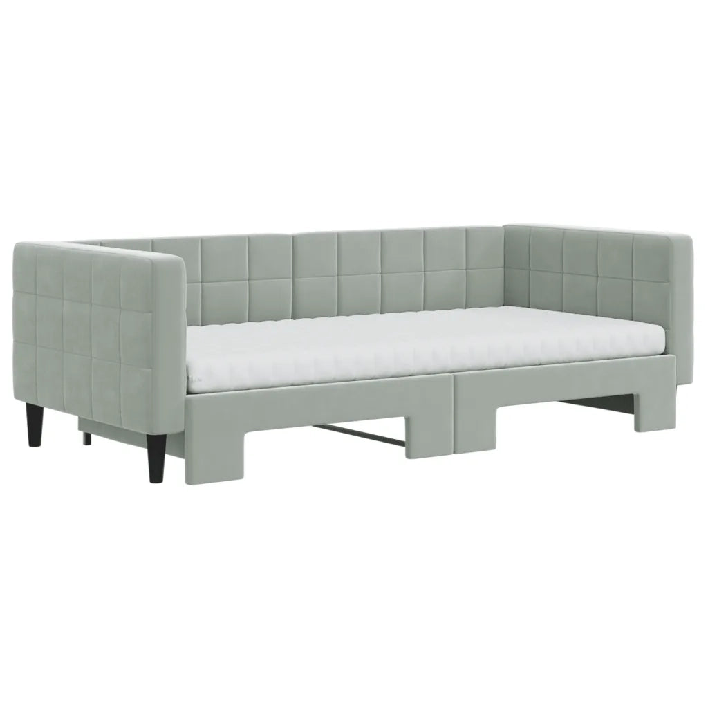 Divano Letto Estraibile Materassi Grigio Chiaro 90x190 Velluto 3196728