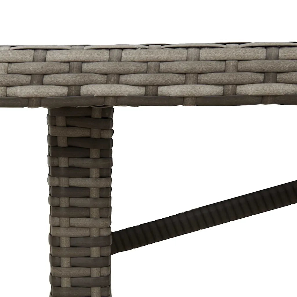 Tavolo da Giardino | Tavolino da esterno Piano in Vetro Grigio 190x80x75cm Polyrattan