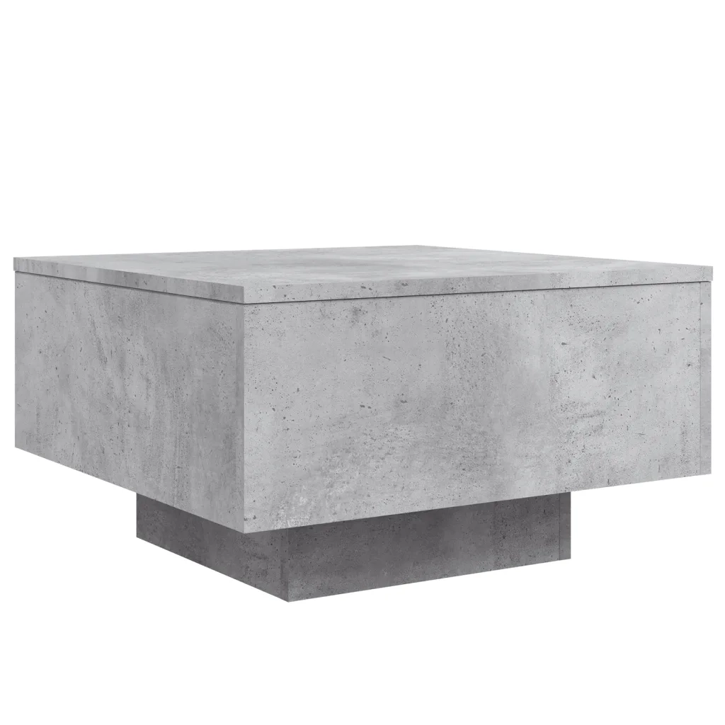 Tavolino da salotto | Tavolino da caff¨¨ | Tavolino da Soggiorno con Luci LED Grigio Cemento 55x55x31 cm