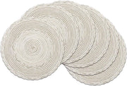 Set di 6 piatti di tovagliato in cotone, lavabili, grandi, intrecciati, rotondi, resistenza al calore, piatti per Natale per feste, cucina, crema, 38 x 38 cm
