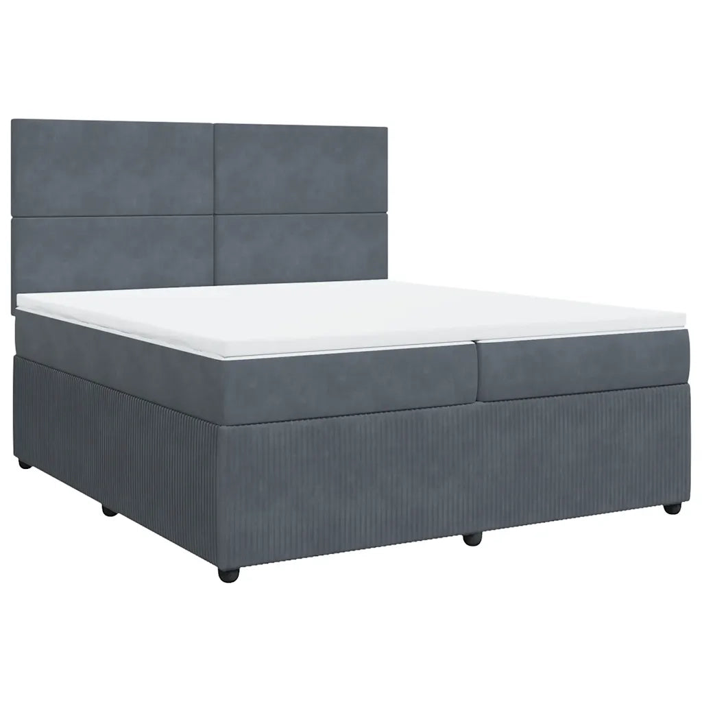 Giroletto a Molle con Materasso Grigio Scuro 200x200 cm Velluto