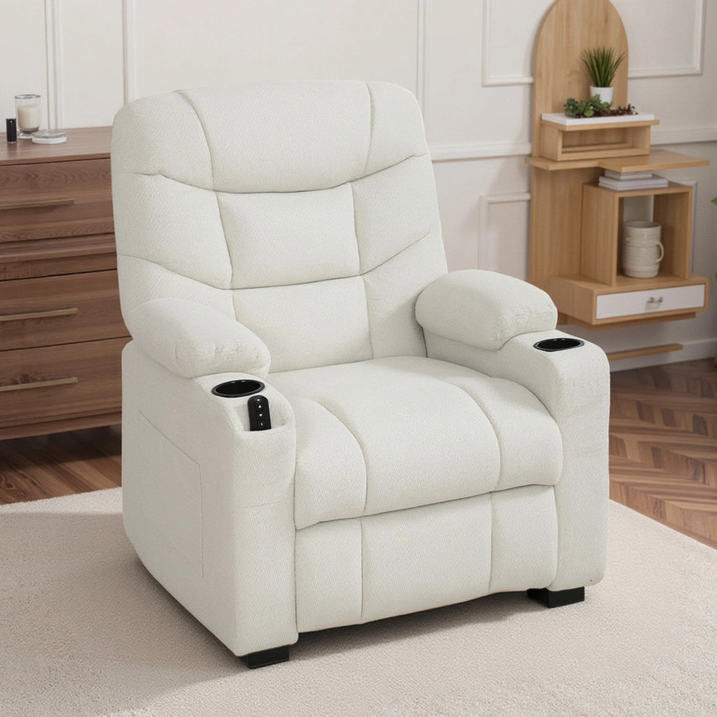 Poltrona relax elettrica reclinabile ¨C zephmum ¨C crema 94x90x105 cm