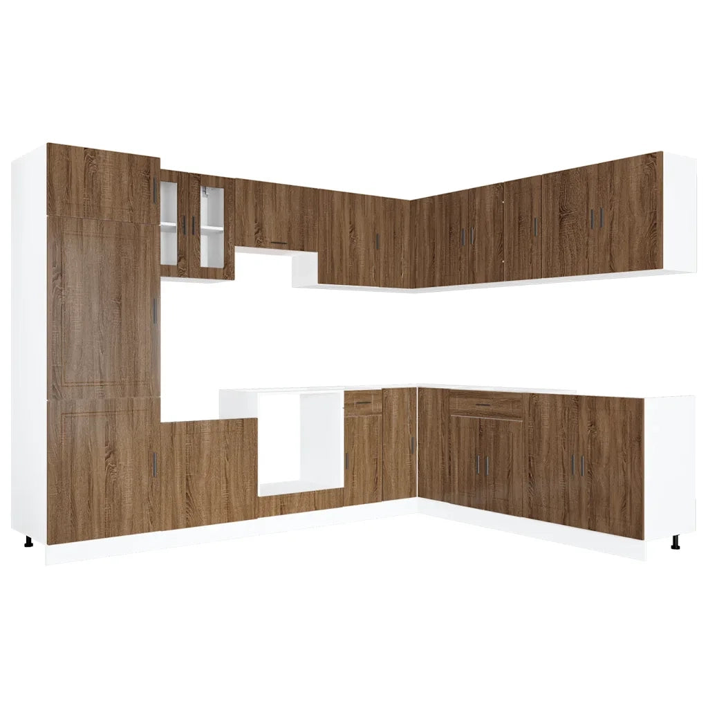 Set Mobili da Cucina 14 pz Porto Rovere Marrone in Truciolato 3314998