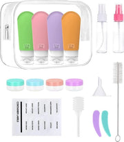 17 contenitori di viaggio in silicone, 90 ml, senza bolle, contenitore di viaggio portatile riutilizzabile, viaggio con contenitori di viaggio in silicone, contenitore di viaggio portatile, per shampoo, lotion, bagnoschiuma, gel doccia