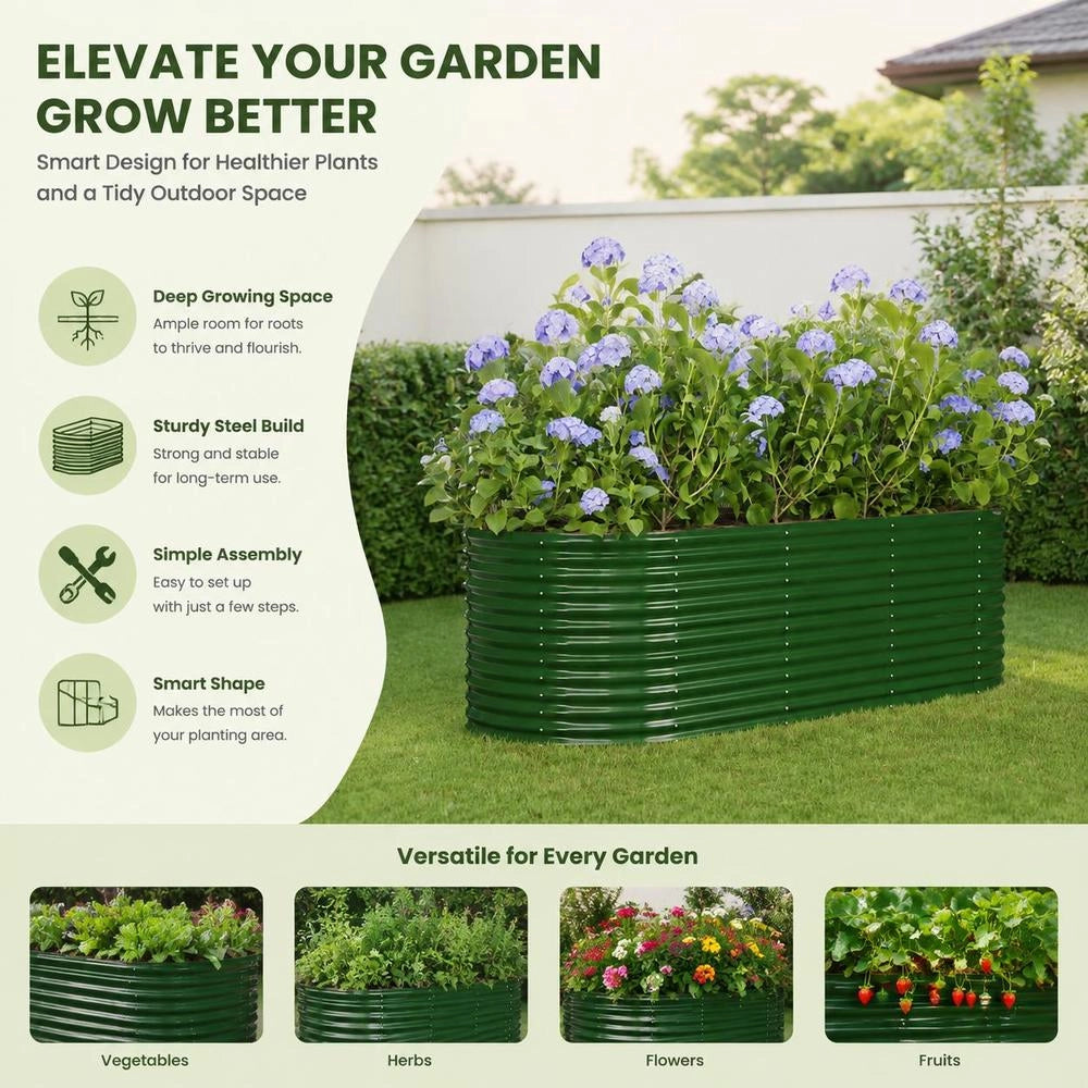 Raised Bed Galvanized Steel 224x80x68 Cm Green