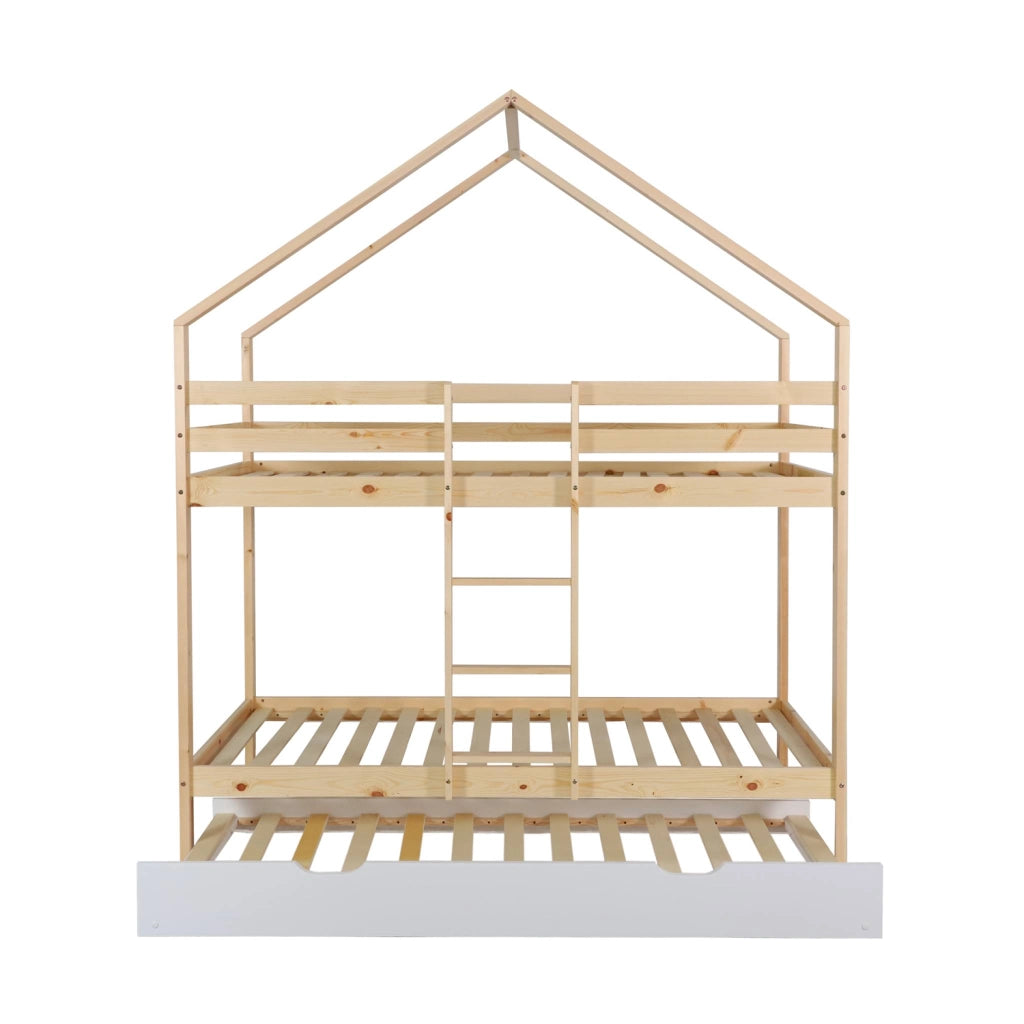 Letto a castello per bambini cabina 190cm pino naturale con cassetto,