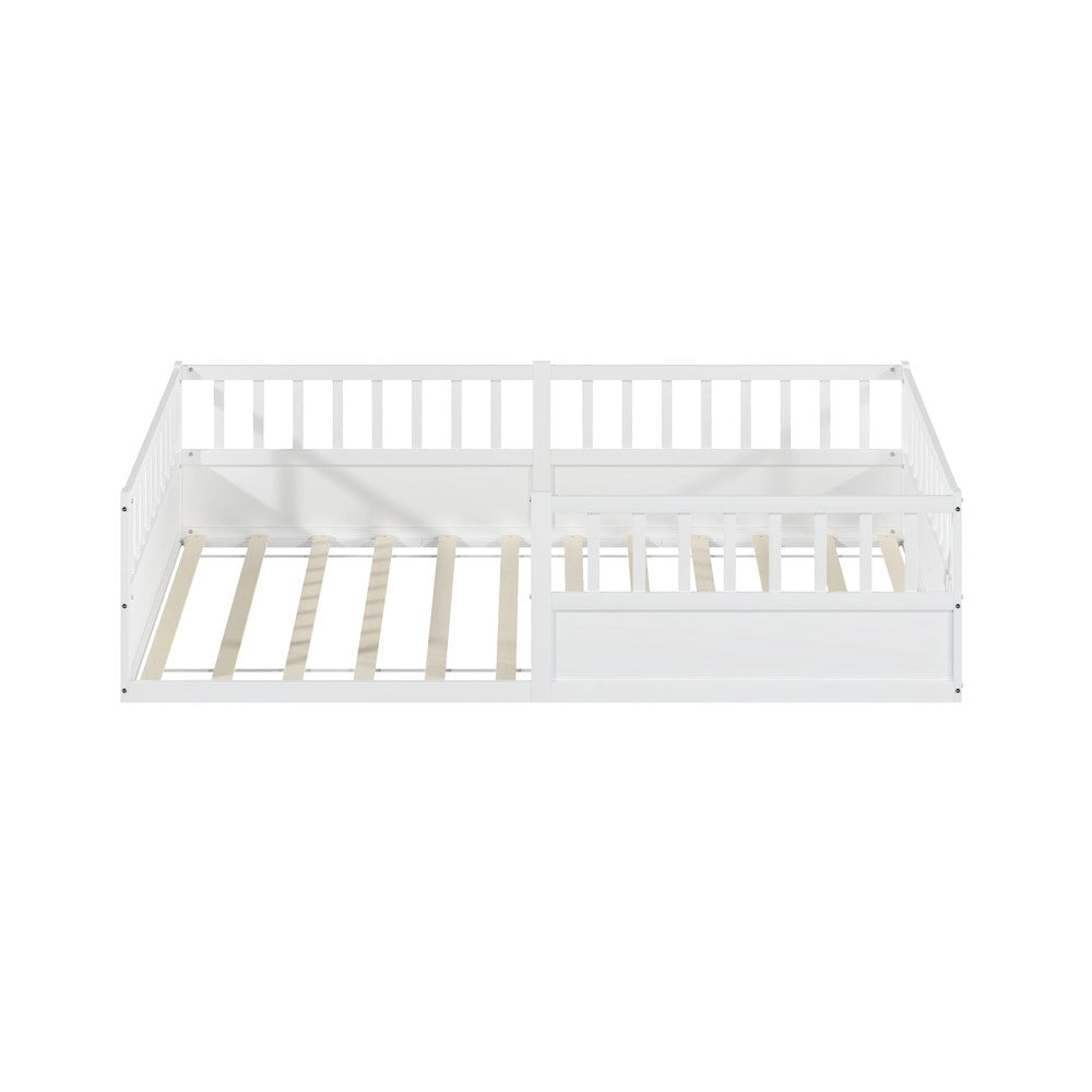 Letto Montessori Singolo con Doghe e Sponda ¨C MINIMAL ¨C Pino Bianco 140x200