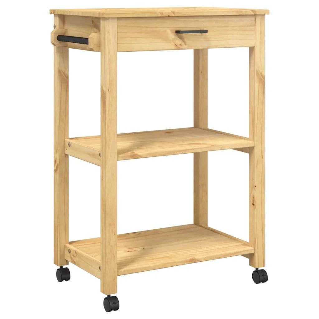 Carrello da Cucina-Scaffale per Cucina MONZA 60x40x88,5 cm in Legno Massello di Pino 478122