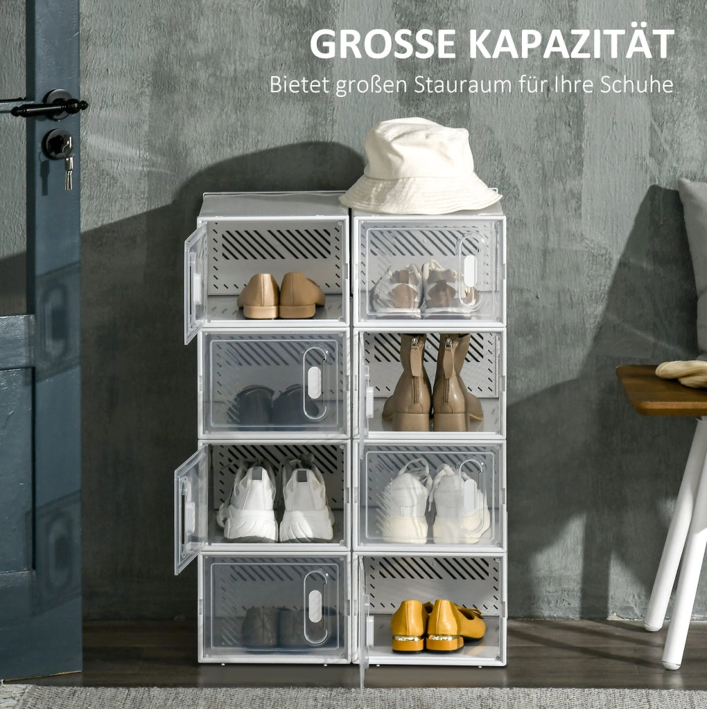 Scarpiera modulare in plastica trasparente con 8 vani 25x35x19 cm