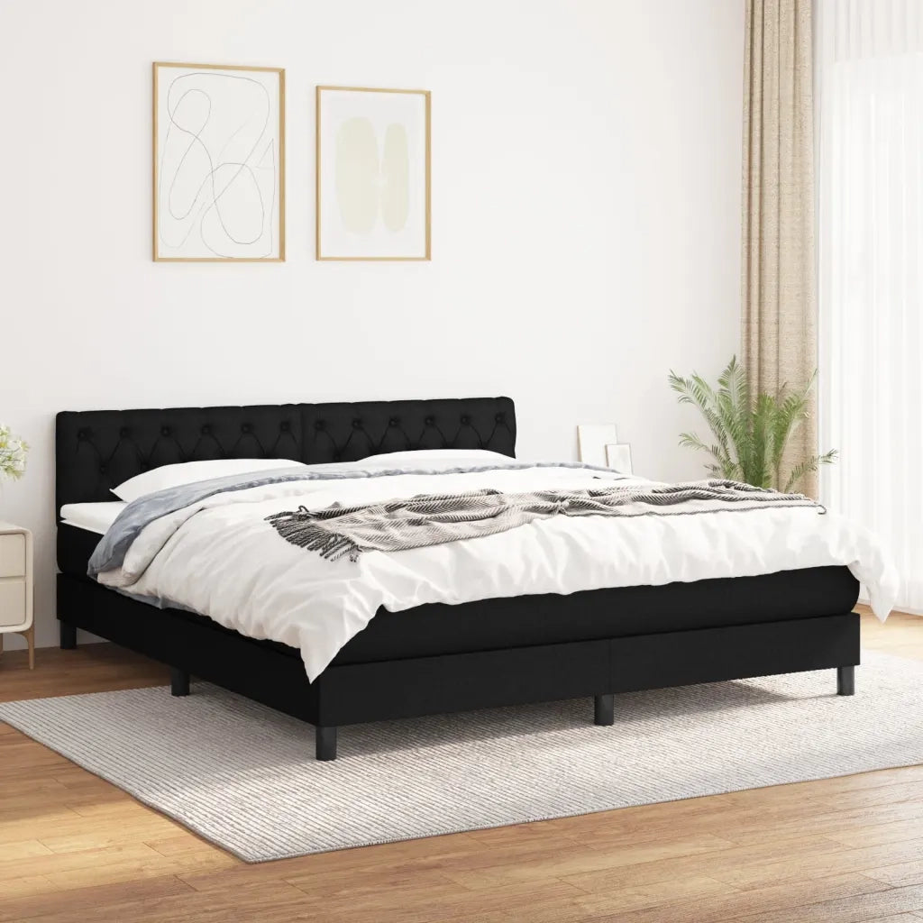 Giroletto a Molle con Materasso Nero 160x200 cm in Tessuto cod mxl 34614