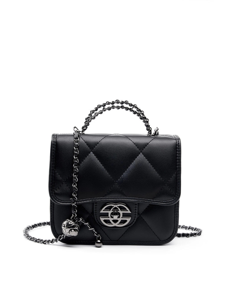 Borsa a tracolla da donna in vera pelle, graziosa, con tracolla lunga, colore nero.