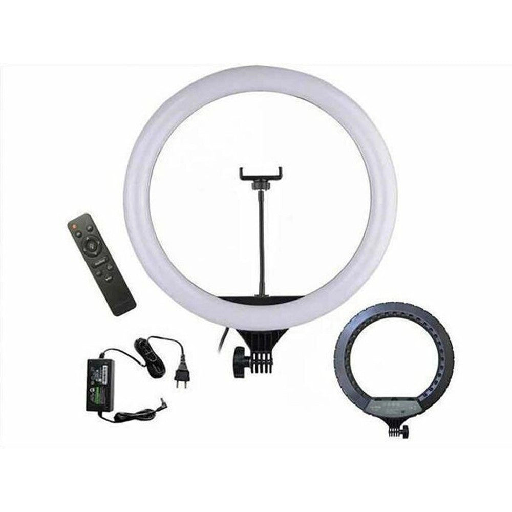 Trade Shop - Luce Ad Anello Led Con Staffa Treppiede Telecomando Supporto Smartphone Foto Set Q-1800 -