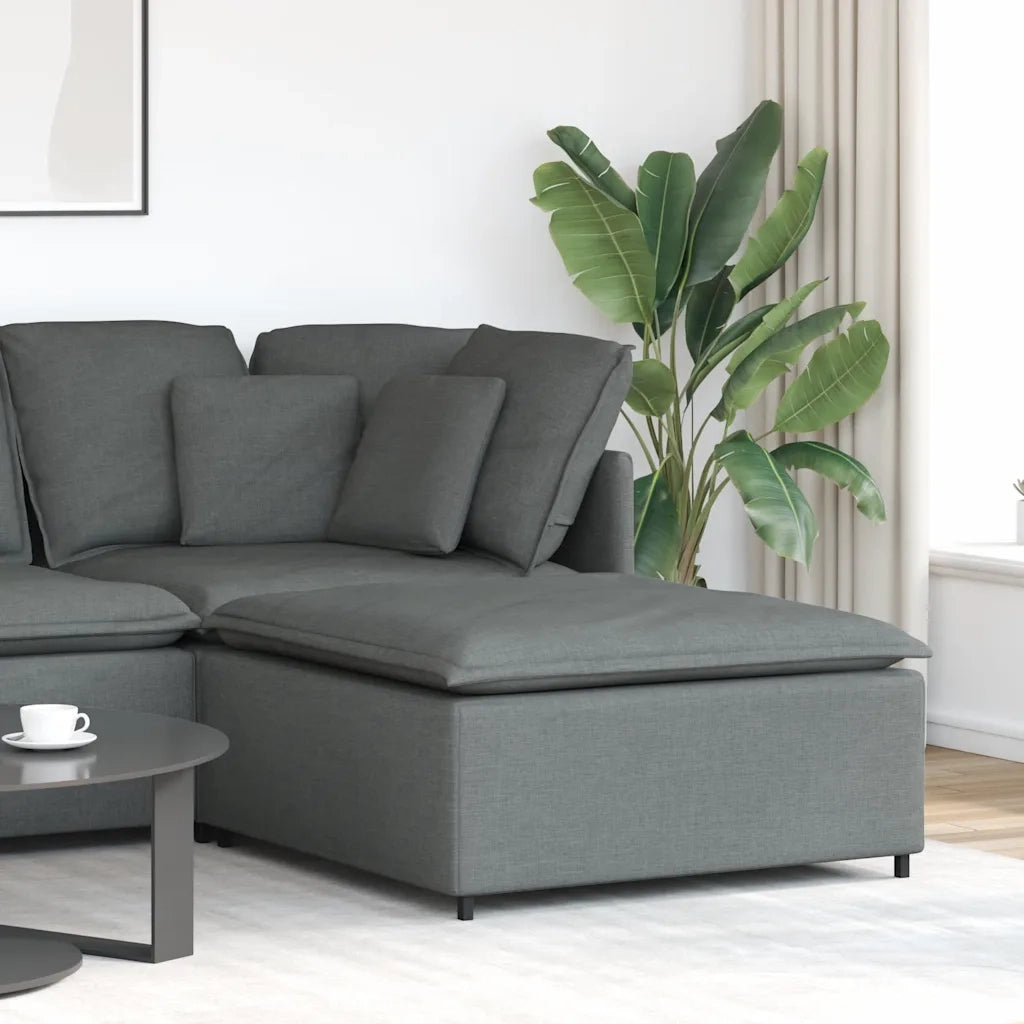 Divano componibile-Divano Modulare Poggiapiedi Modulo Grigio Scuro 100x100x48 cm