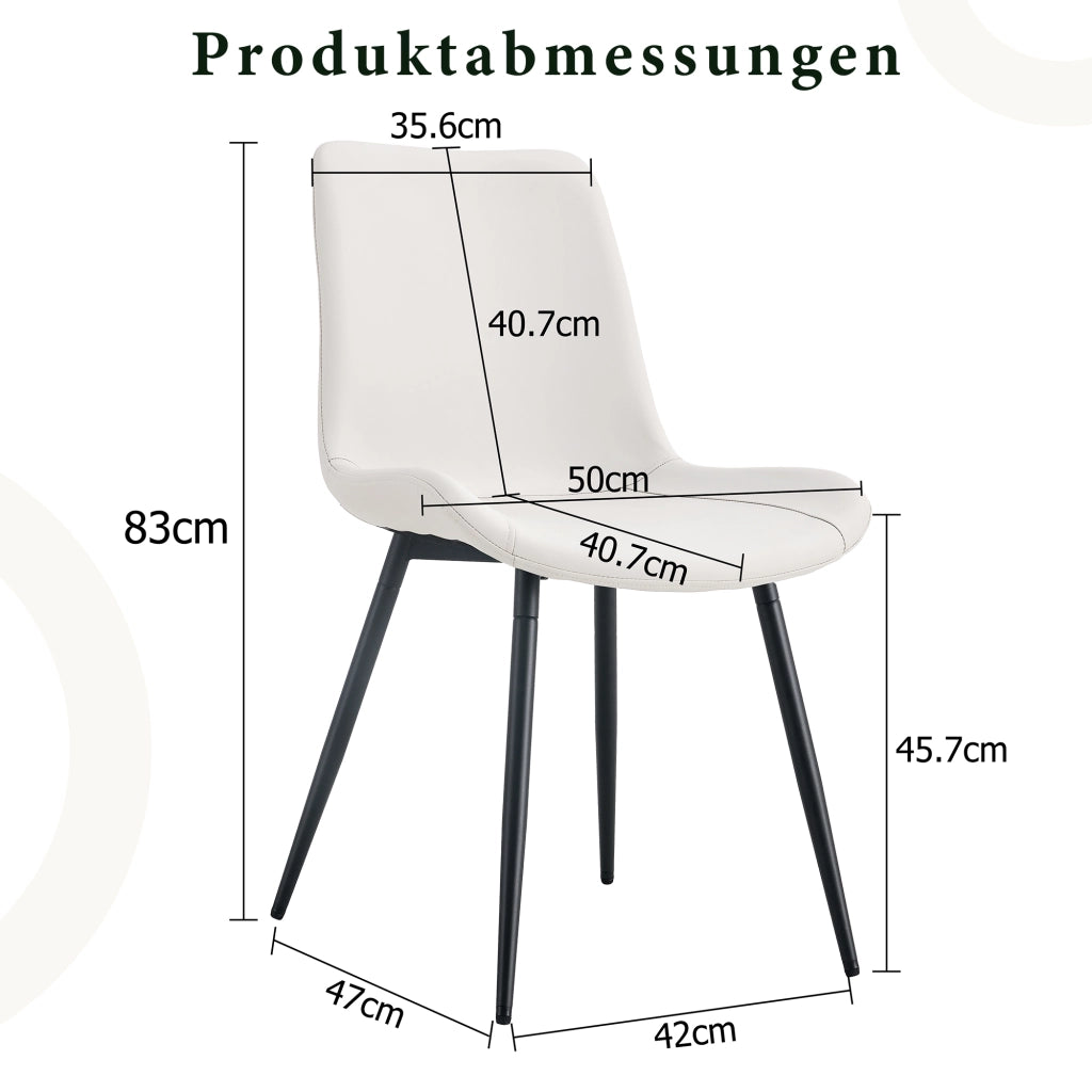 Sedie da pranzo, 4 pezzi in ecopelle bianca e nera con schienale ergonomico, struttura in metallo e piedini antiscivolo