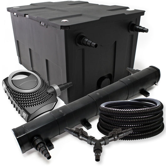 Set Filtro 60.000l Chiarificatore laghetto 72W Pompa NEO8000 70W Tubo 25m