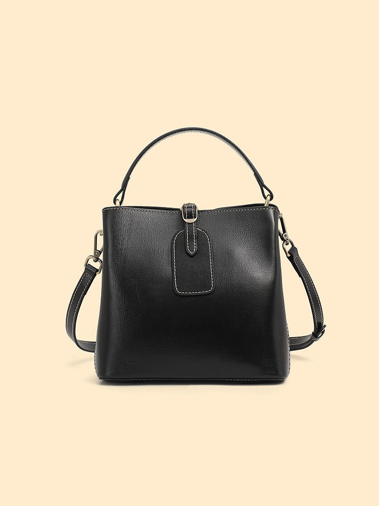 Borsa tote da donna in vera pelle, morbida, nera