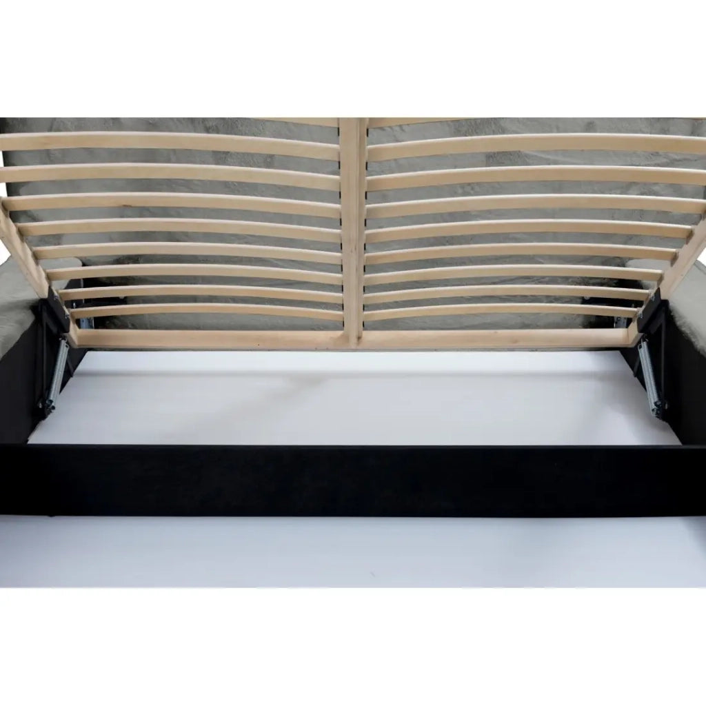 Letto contenitore ORLANE - Grigio Carbone Minerale Polare - 160x200 cm - Rete sollevabile - Design di alta gamma