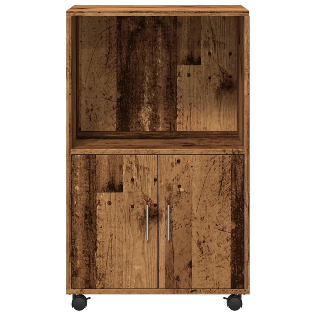 Mobiletto con Ruote Legno Antico 55x40x91 cm in Truciolato