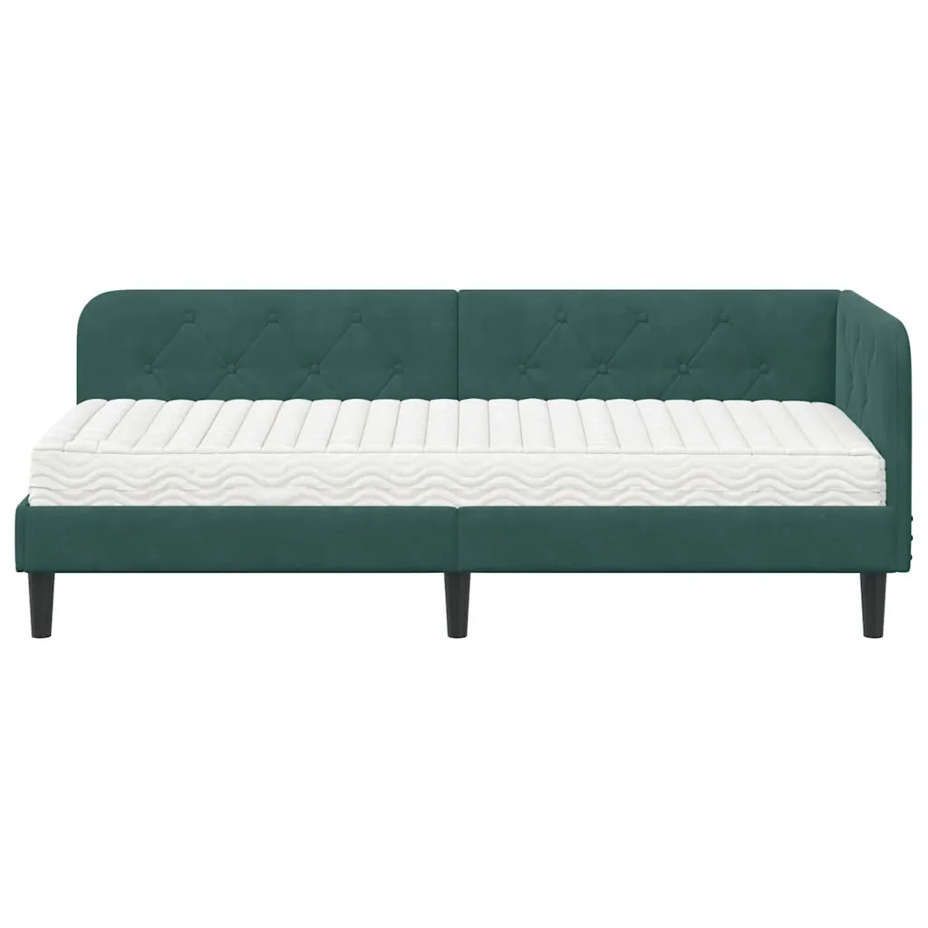 Cornice del letto ad angolo Verde Scuro 80 x 200 cm Velluto 3394136