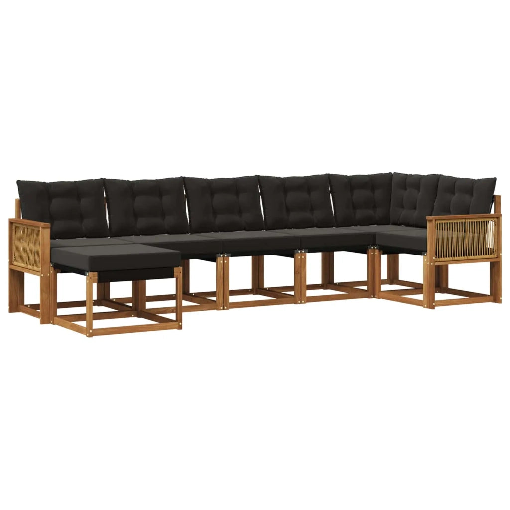 Set di divani da esterno 7 pz Naturale e Nero 3382100