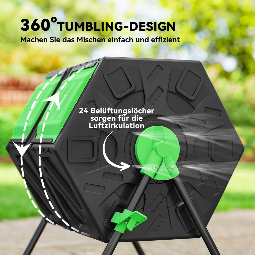 Compostiera da Giardino 130 Litri ¨C zephmum ¨C Plastica 67x60x77cm