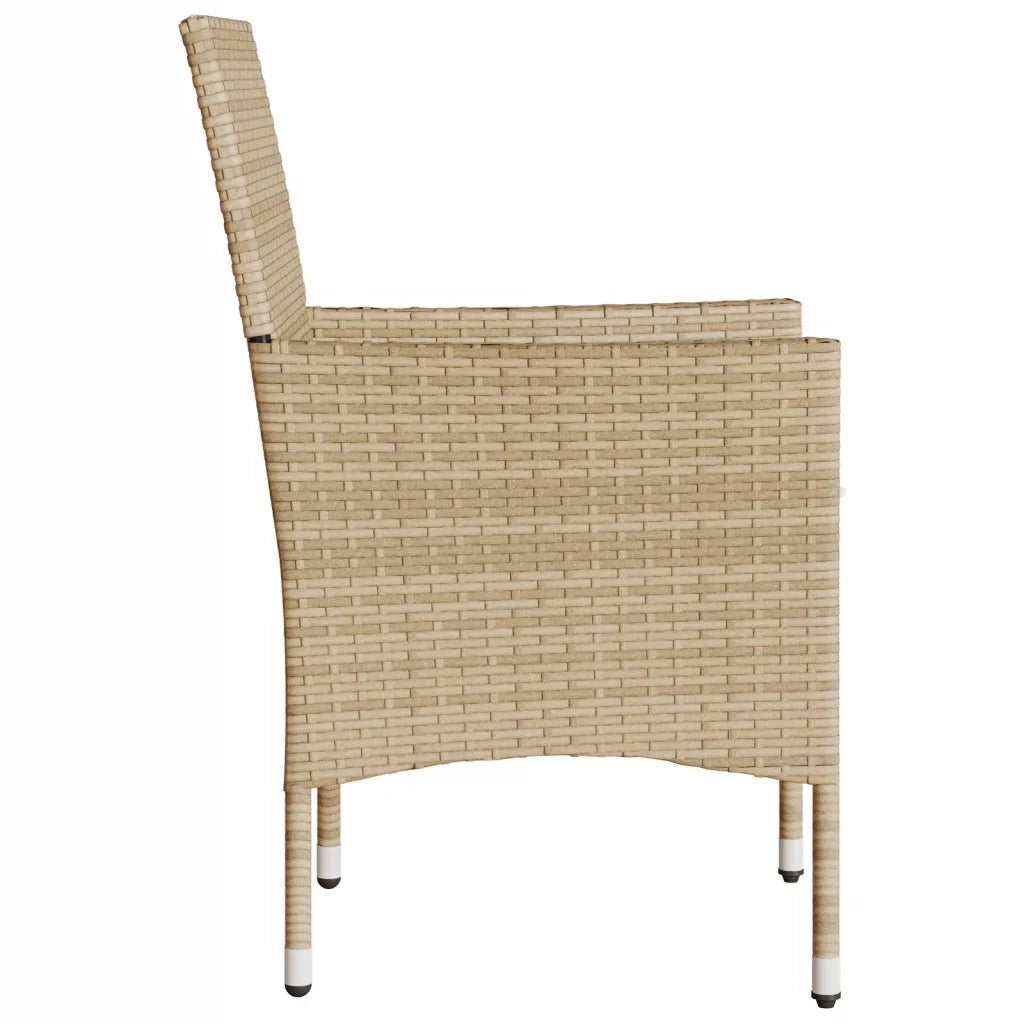 Sedie da Giardino con Cuscini 2 pz Beige in Polyrattan 368113