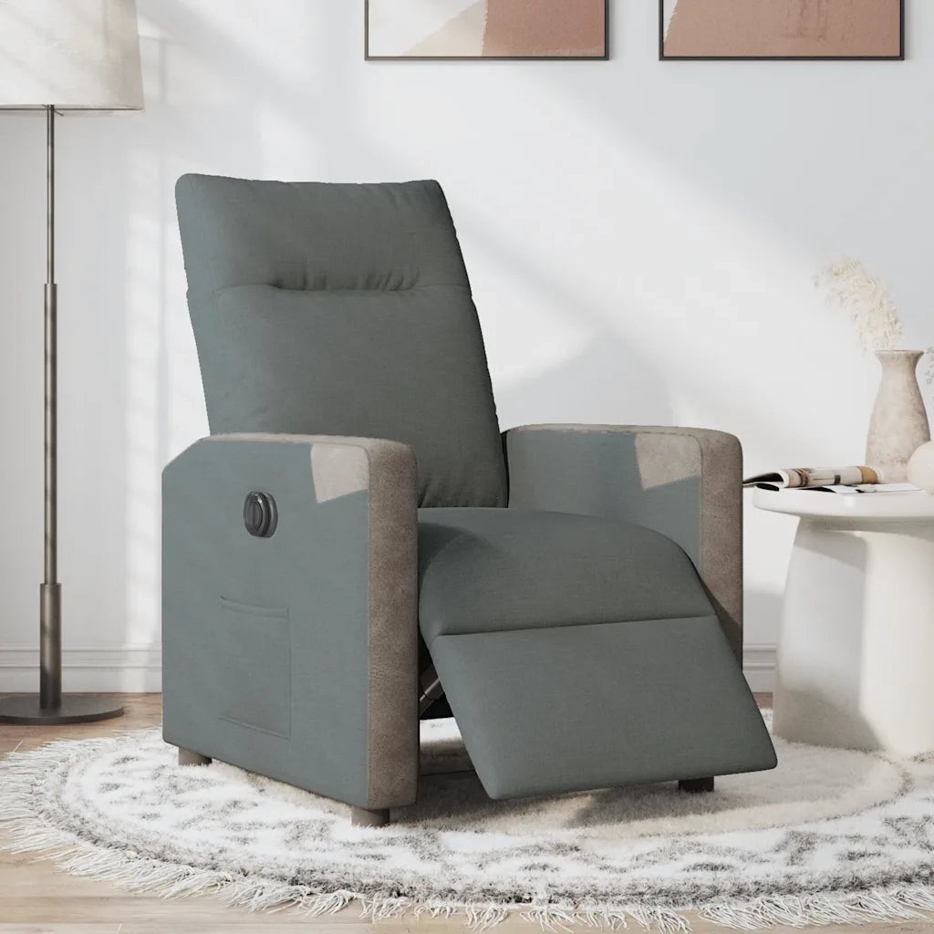 Poltrona | Sedia Relax Elettrica Reclinabile Grigio Scuro in Tessuto