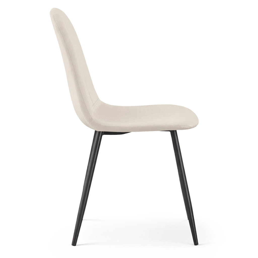 Set di 4 Sedie in velluto trapuntate LUMO Beige gambe nere
