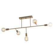 VALO Plafoniera Moderna a 5 Luci E27 IP20 in Metallo Oro Satinato - Design Minimale per Illuminazione Diffusa di Interni - Rossini Group