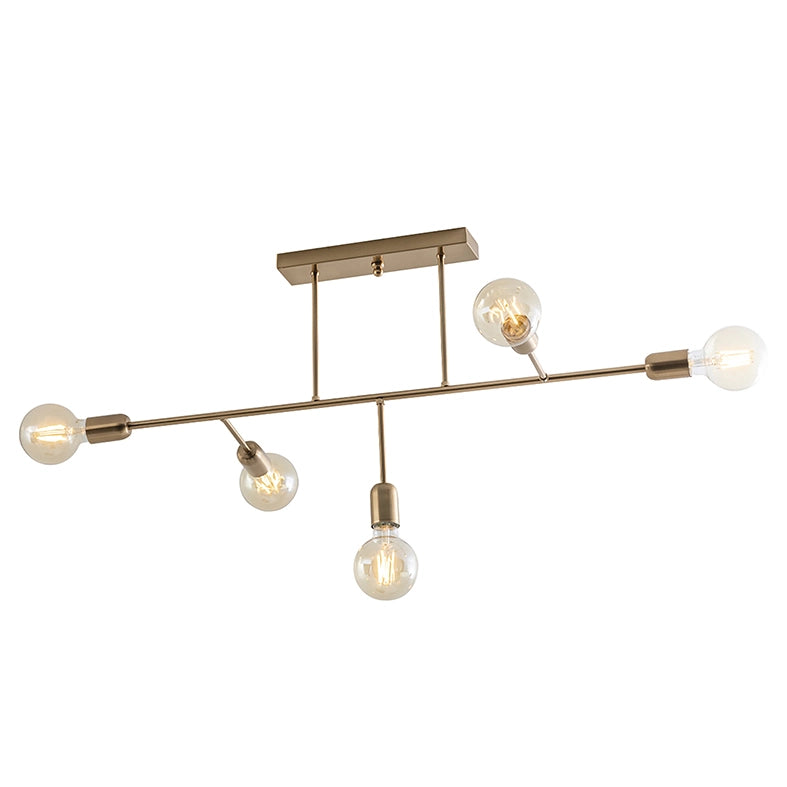 VALO Plafoniera Moderna a 5 Luci E27 IP20 in Metallo Oro Satinato - Design Minimale per Illuminazione Diffusa di Interni - Rossini Group