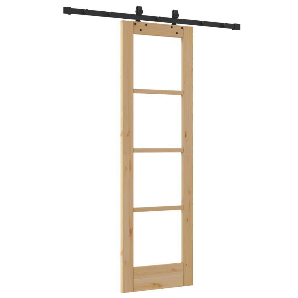 Set Porta Scorrevole  con Kit Hardware 61x198,5 cm Legno di Pino Massello